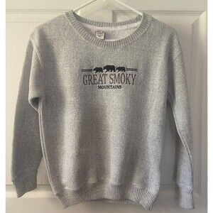Great Smokey Mountains Sweatshirt Kids large 11/12 Gray Embroidered EUC Souvenir